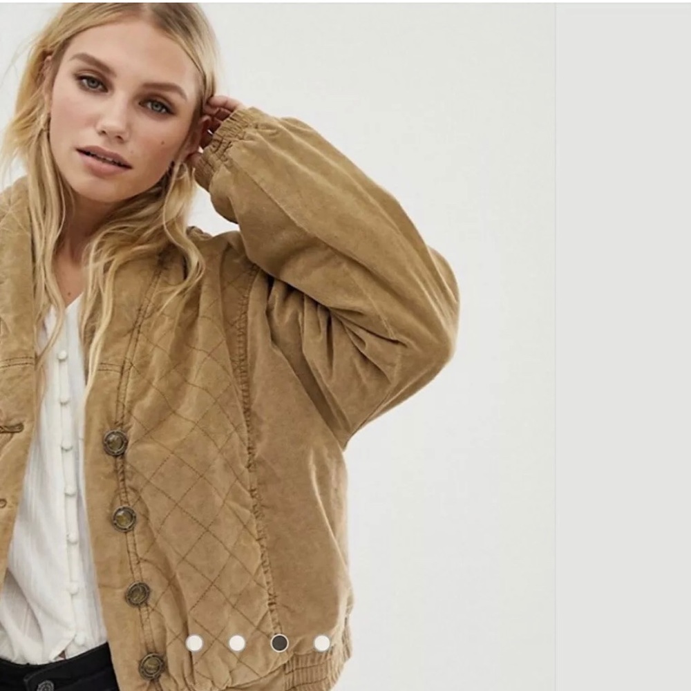 Free People Main Squeeze Quilted Jacket Gold Tan - Picture 6 of 6
